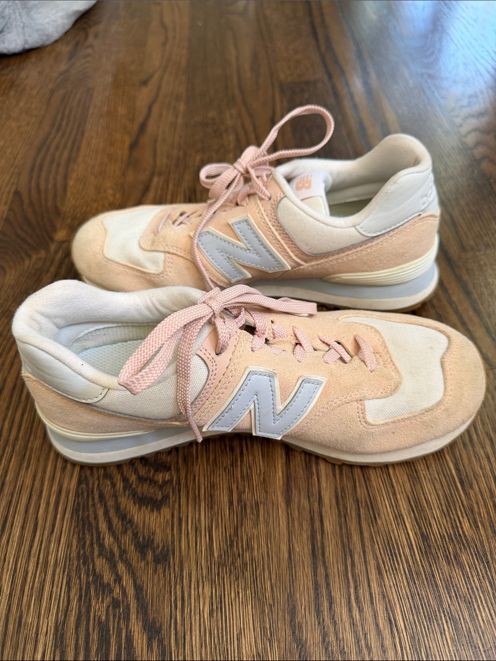New Balance Women's Pale Pink & White Suede Sneakers